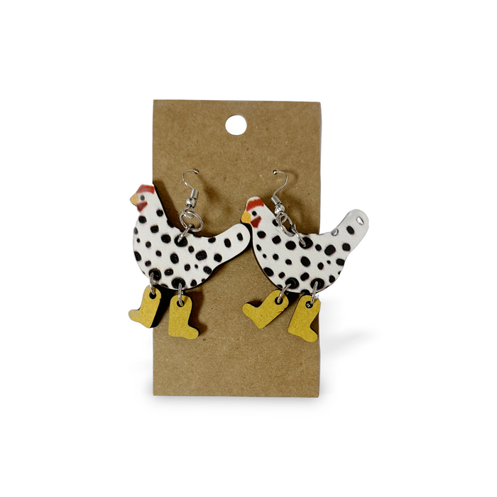 Rainboot Chicken Earrings
