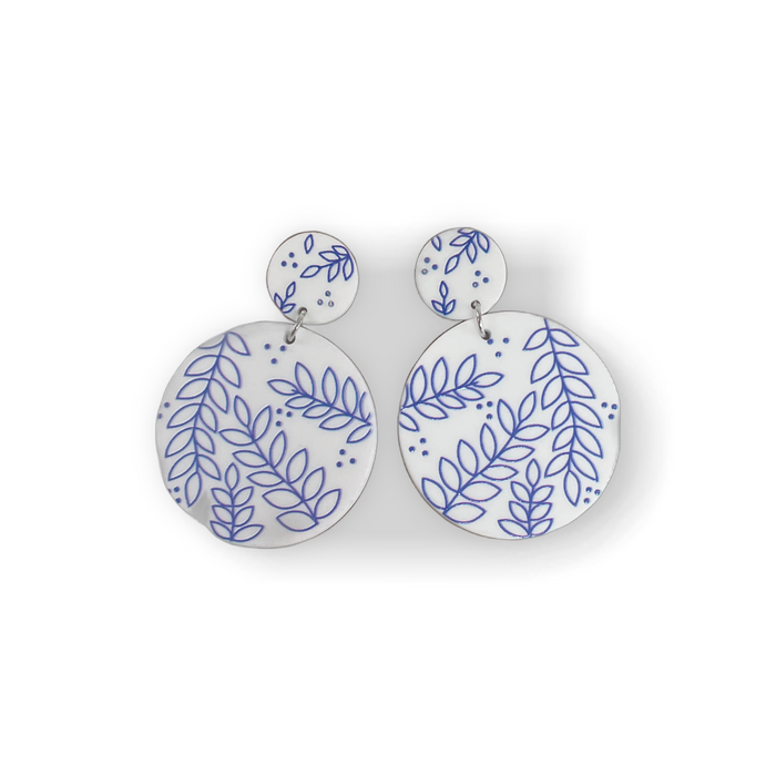 Blue and White Porcelain Pattern Earrings