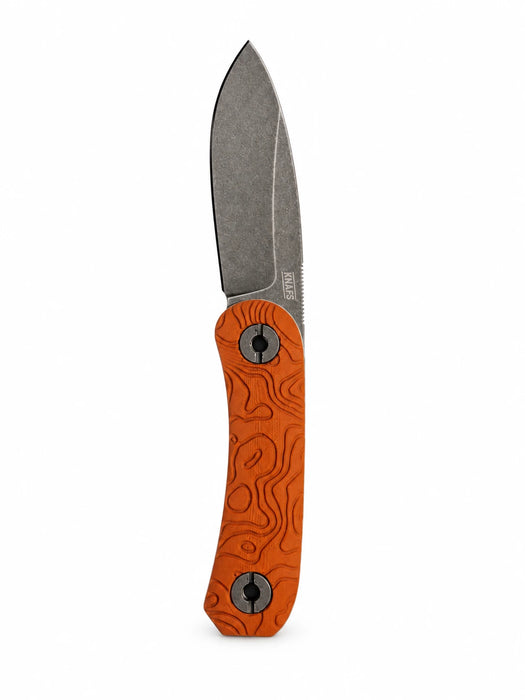 Ember Topo Edition Lander 4 fixed blade, front view with the KNAFS blade mark