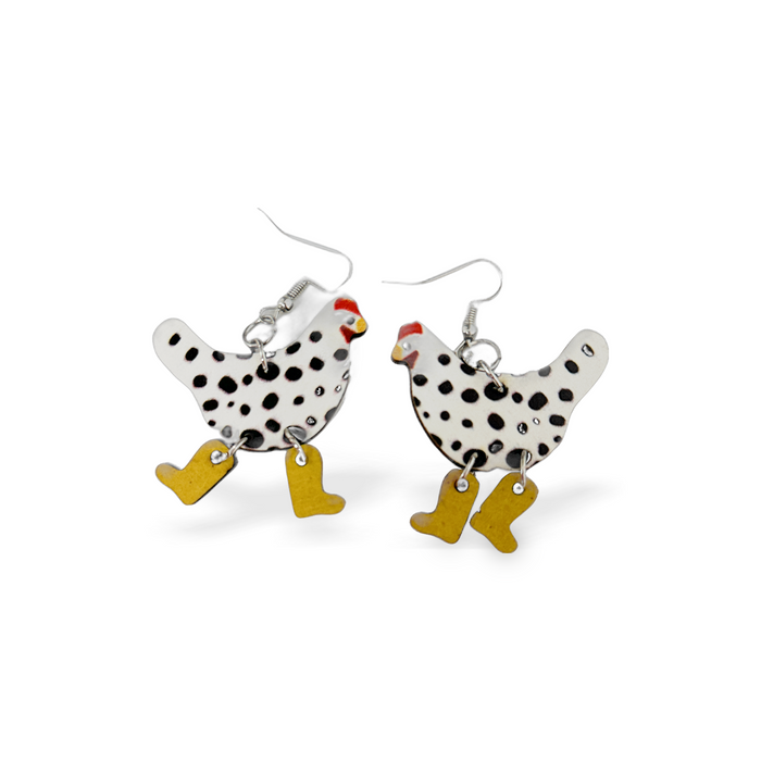 Rainboot Chicken Earrings