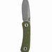 Pine Topo Edition Lander 4 fixed blade, front view with the stonewashed 14C28N drop point blade