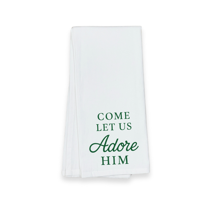 Christmas Tea Towel - Come Let Us Adore Him