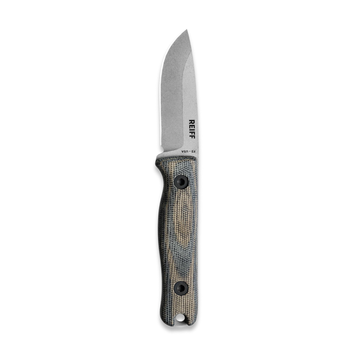 Reiff Knives F3 Fixed Blade Knife CPM 3V, Tungston Cerakote OD Green Micarta