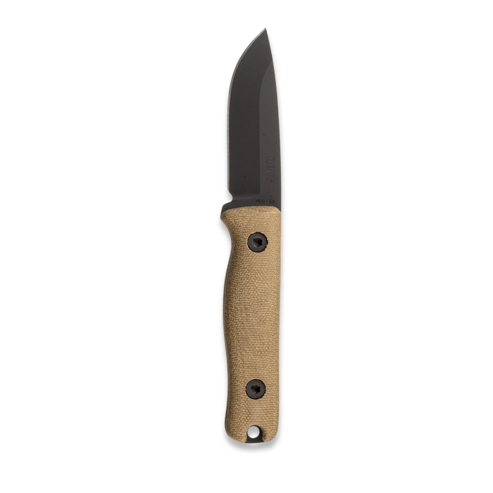 Reiff Knives F3 Fixed Blade Knife MagnaCut, Black DLC, OD Green Canvas Micarta