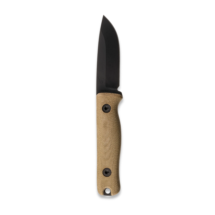 Reiff Knives F3 Fixed Blade Knife MagnaCut, Black DLC, OD Green Canvas Micarta