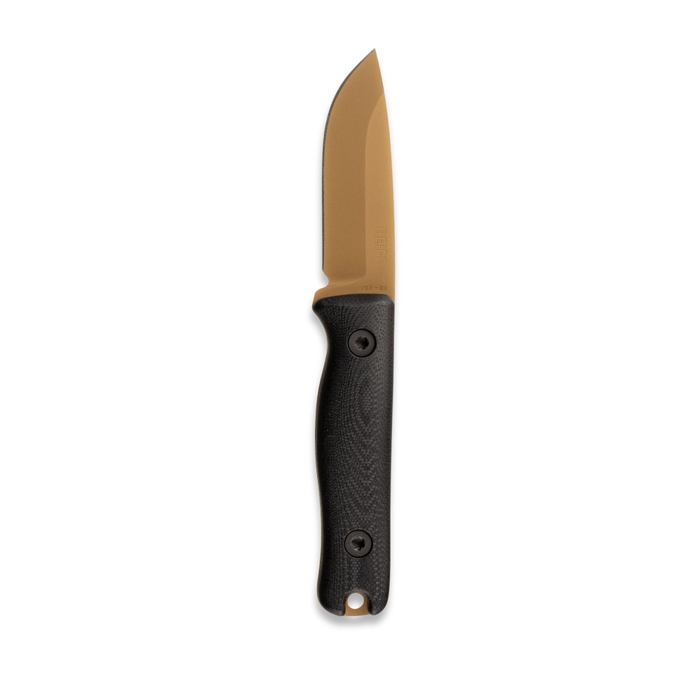 Reiff Knives F3 Fixed Blade Knife CPM MagnaCut, FDE PVD, Black G10