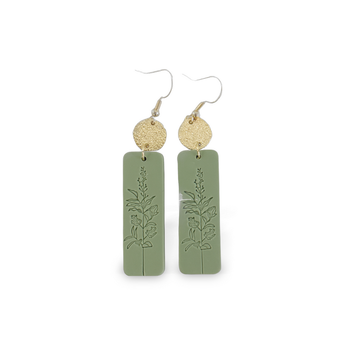 Floral Stamped Rectangle Earrings