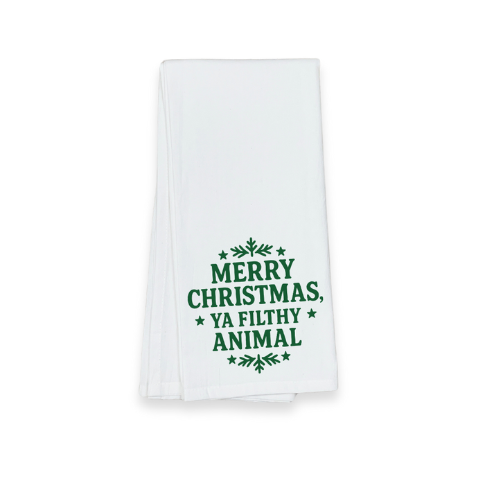 Christmas Tea Towel - Merry Christmas Ya Filthy Animal