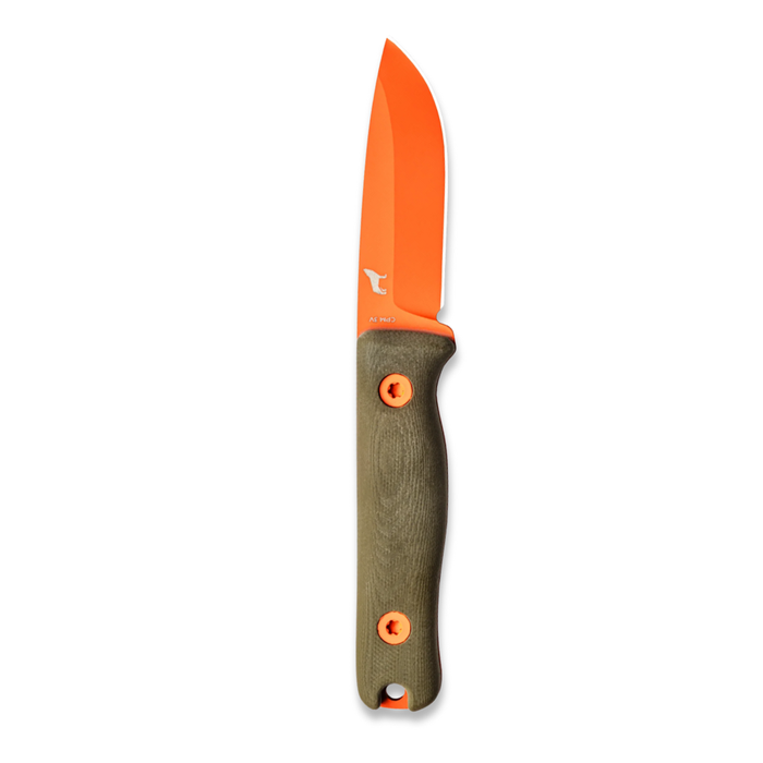 Reiff Knives F3 Fixed Blade Knife (CPM 3V, Orange Cerakote, OD Green Canvas Micarta)
