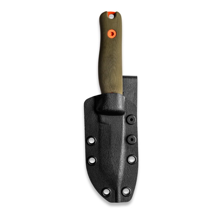 Reiff Knives F3 Fixed Blade Knife (CPM 3V, Orange Cerakote, OD Green Canvas Micarta)