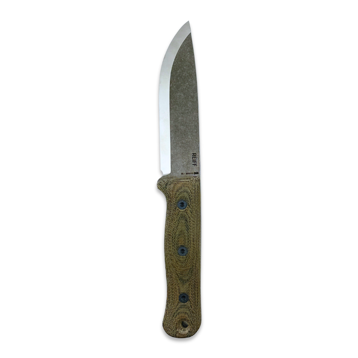 Reiff Knives S5 3V Scandi Acid Stonewash Blade Green Micarta Handles
