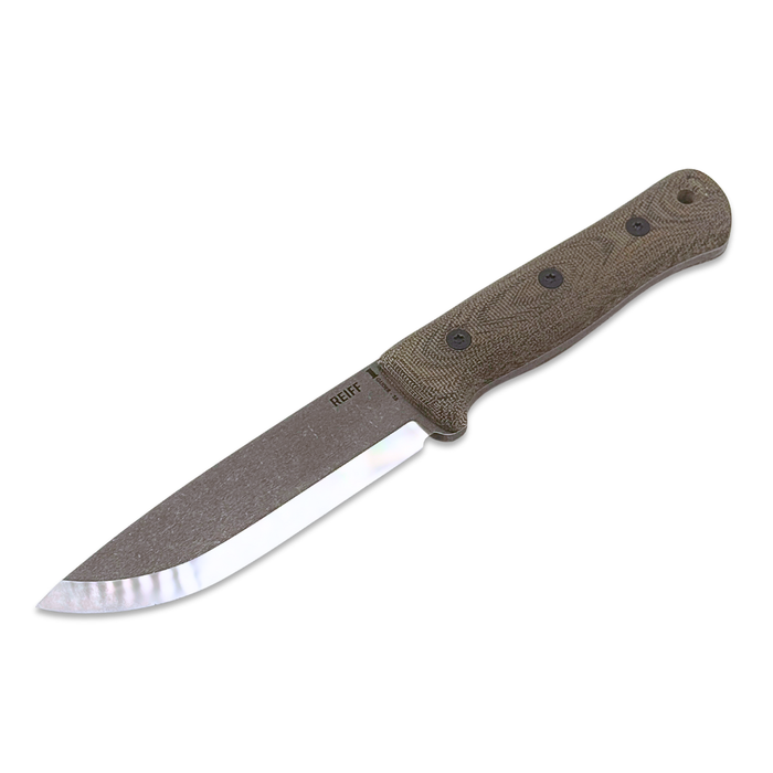 Reiff Knives S5 3V Scandi Acid Stonewash Blade Green Micarta Handles