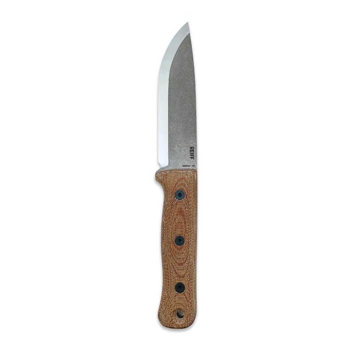 Reiff Knives S5 3V Scandi Acid Stonewash Blade Natural Micarta Handles