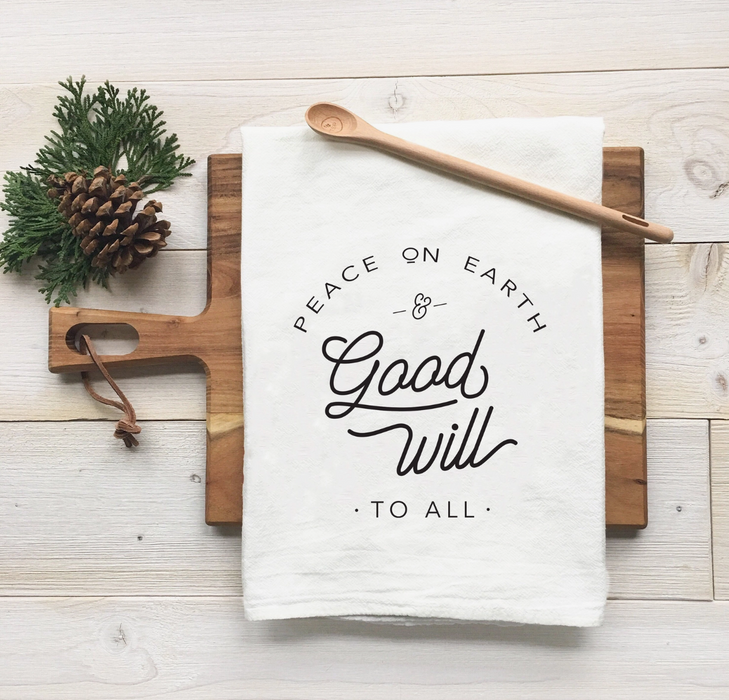 Christmas Tea Towel - Peace On Earth and Good Will To All