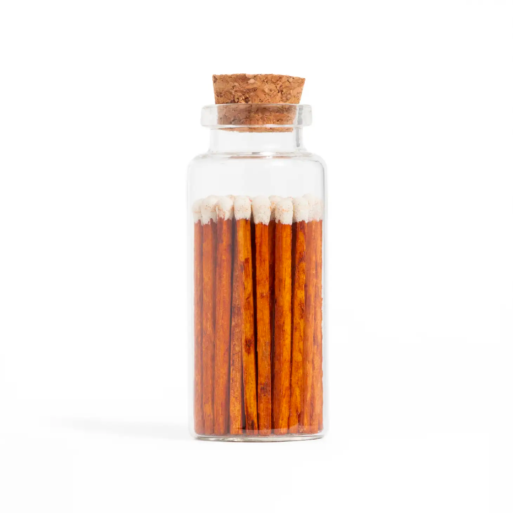 Cinnamon White Matches in Medium Corked Vial — Bushcraft