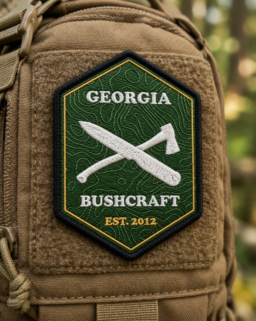 Georgia Bushcraft patch on a backpack